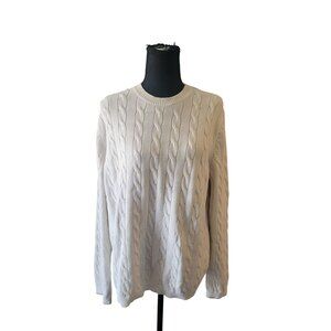 Banana Republic White Long Sleeve Thick Knit Sweater Size L Classic Preppy